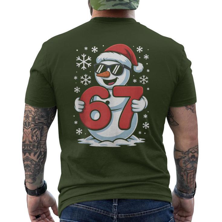 6 7 Snowman Christmas Pajamas 67 Meme Six Seven Bruh Men's T-shirt Back Print