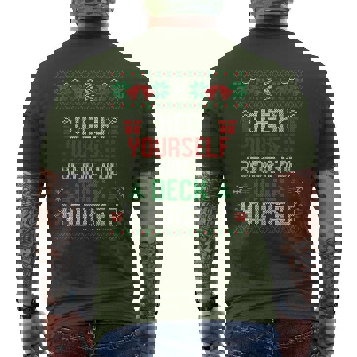 Check Yourself Before You Deck Yourself Christmas Ugly Men's T-shirt Back Print