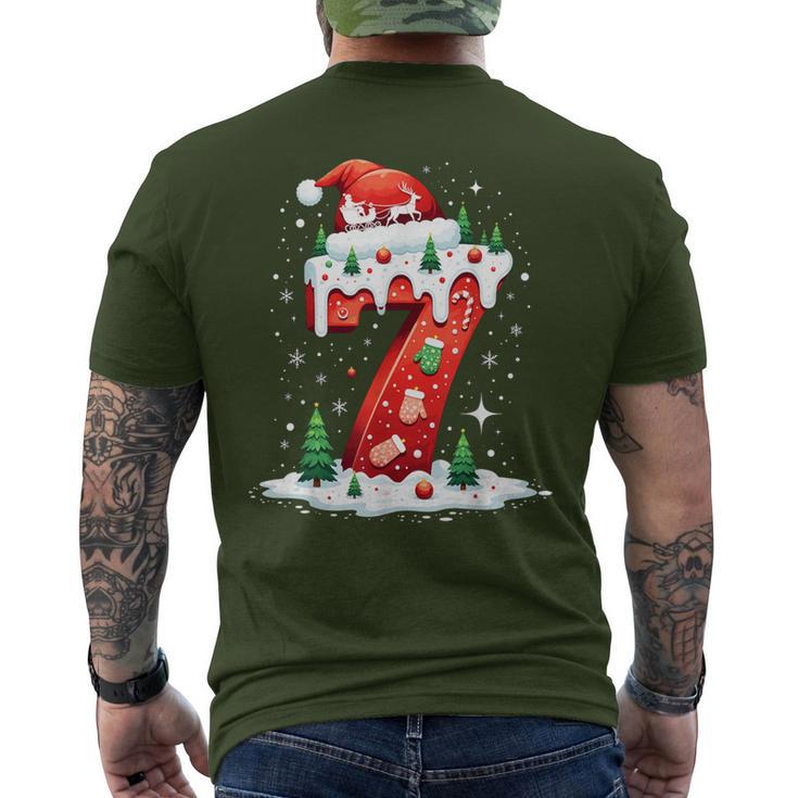 Fun Six Seven 6 7 Meme Couples Pajamas Christmas Tree Lights Men's T-shirt Back Print