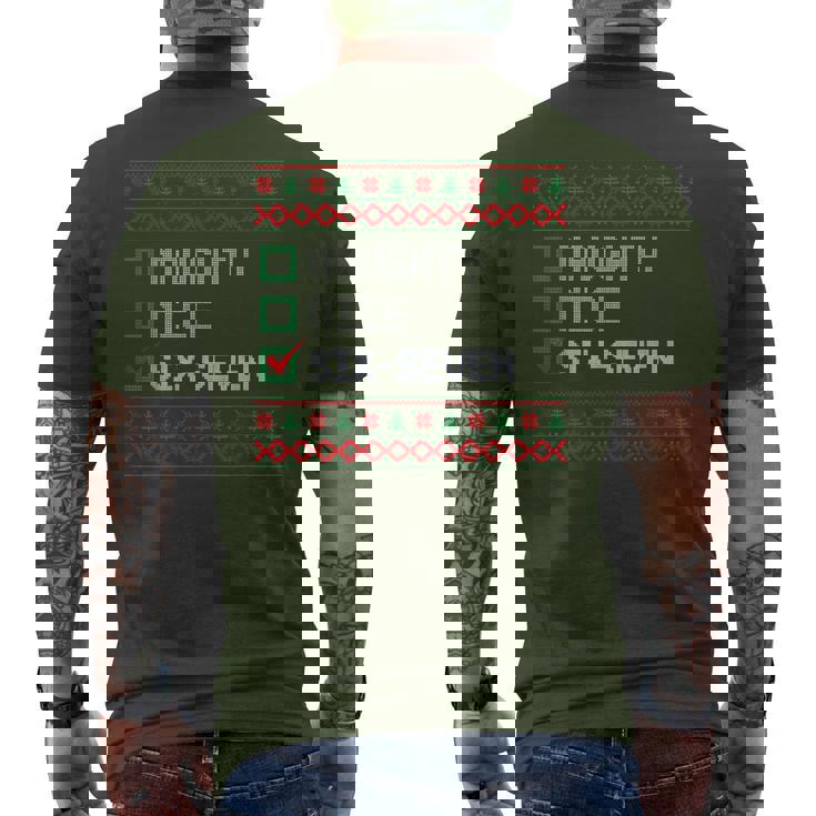 6-7 Meme Ugly Christmas Sweater Nice Naughty Xmas Men's T-shirt Back Print