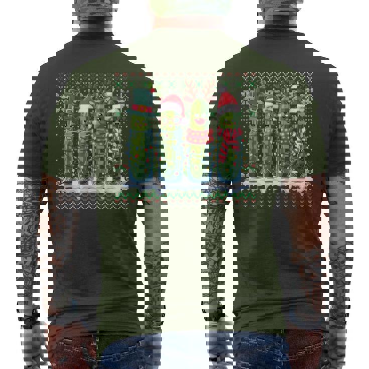 Pickles Christmas Lights Santa Hat Xmas Ugly Sweater Men's T-shirt Back Print