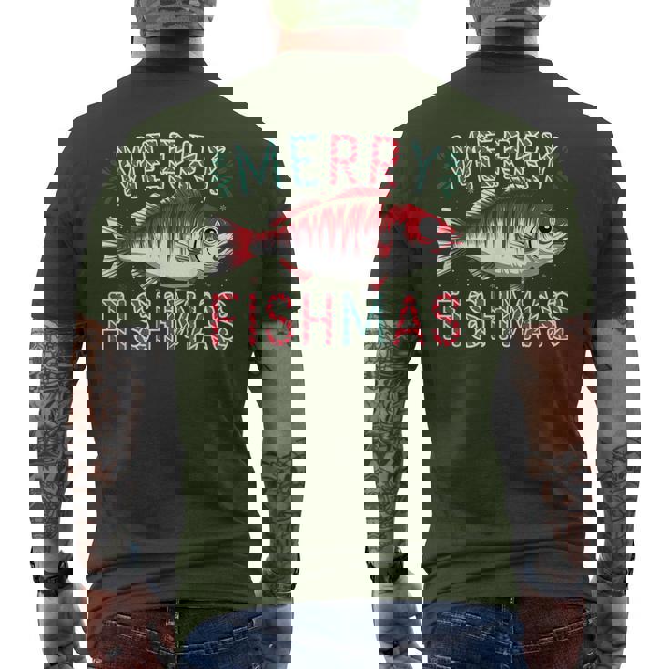 Merry Fishmas Bass Fishing Ugly Christmas For Anglers Men's T-shirt Back Print