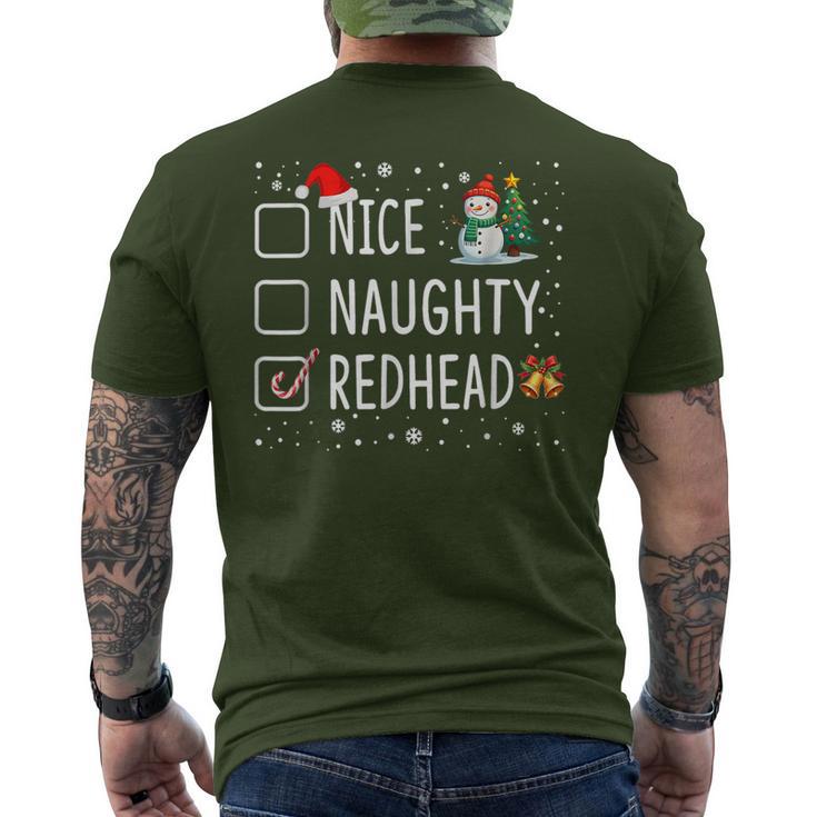Naughty Nice Redhead Christmas Pajamas Santa Hat Xmas Men's T-shirt Back Print