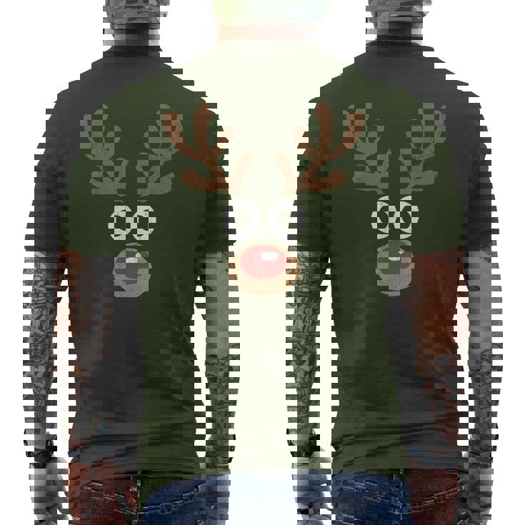 Reindeer Face Deer Red Nose Brown Christmas Men's T-shirt Back Print Reindeer Face Deer Red Nose Brown Christmas Men's T-shirt Back Print