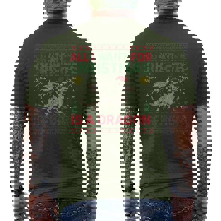 All I Want For Christmas Is A Dragon & Books Ugly Sweater Men's T-shirt Back Print