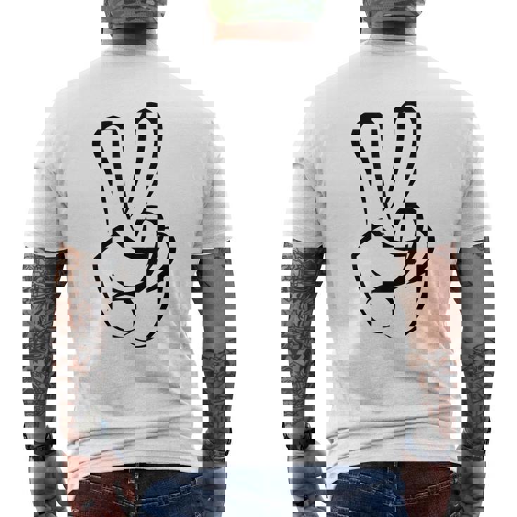 2本指 ピースサイン キュート ビクトリー ハンド ジェスチャー ピースシンボル メンズTシャツ バックプリント