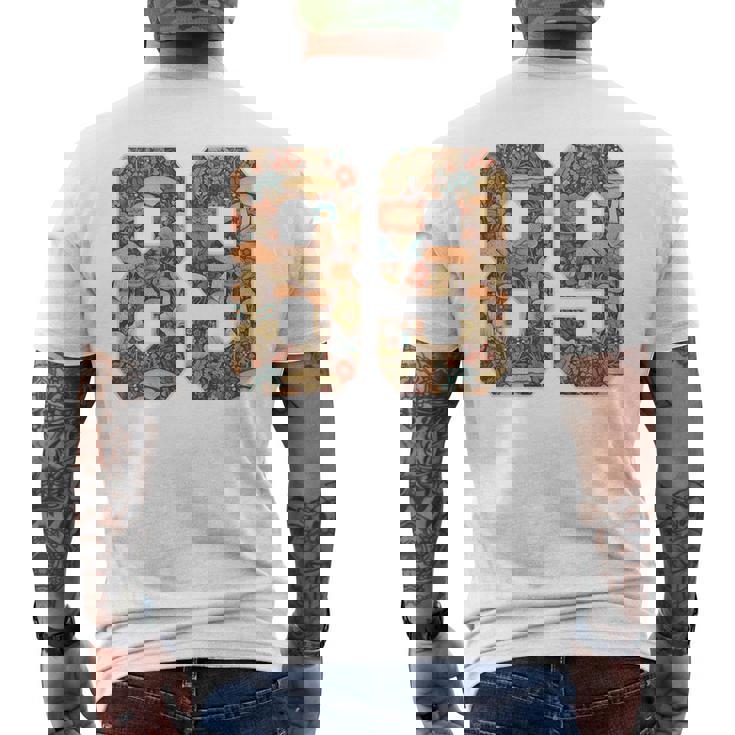 89 ナンバー コテージコア マッシュルーム レトロ フラワー裏側に メンズTシャツ バックプリント