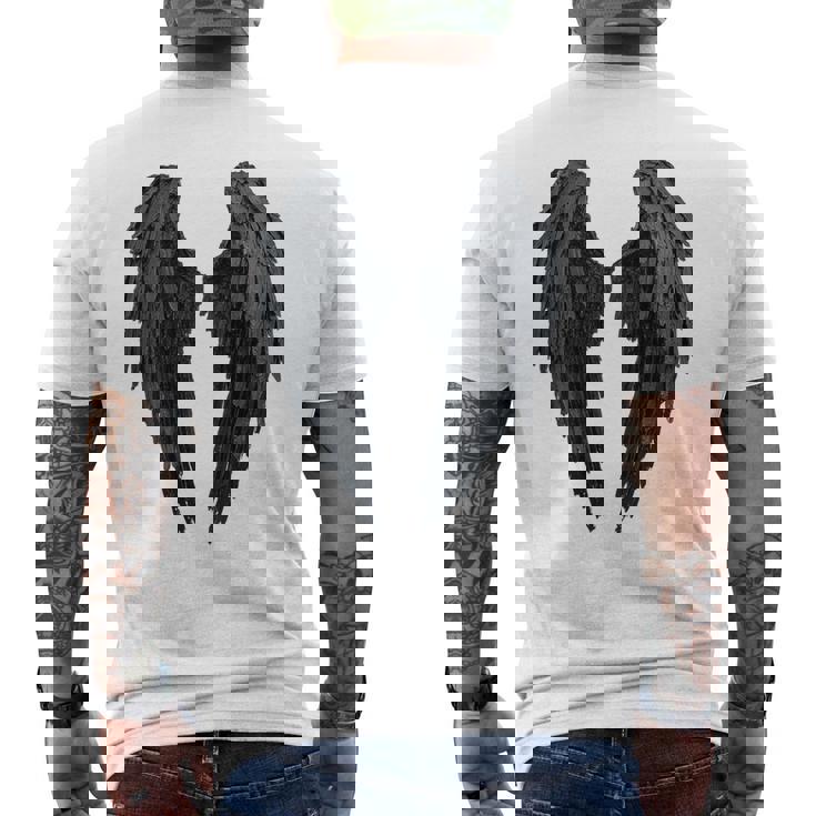 Alas De Ángel Negras En La Parte Camiseta Hombre Estampado Espalda