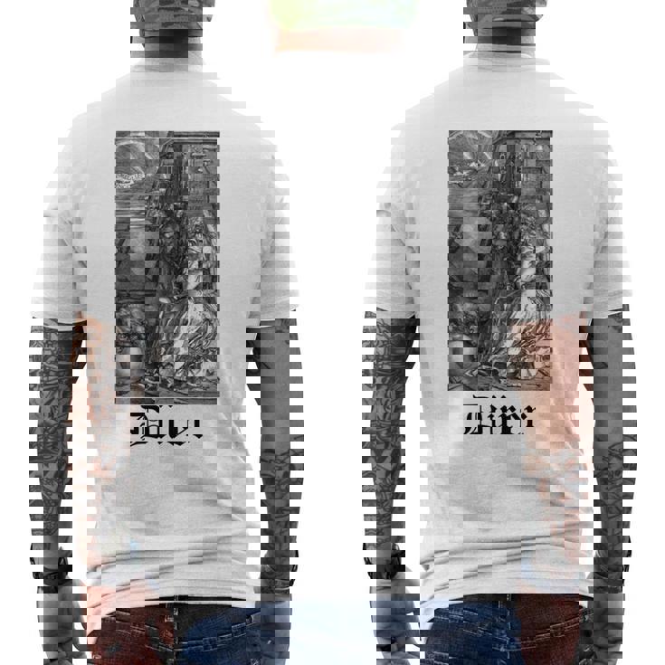 Albrecht Dürer Durer クリスチャンアート メランコリア ホワイト 長袖tシャツ メンズTシャツ バックプリント