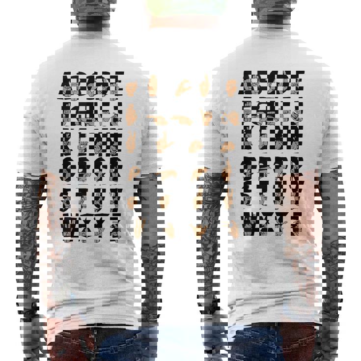 ASL American Sign Language Alphabet Teacher Deaf Tank Top Men's Back Print T-Shirt