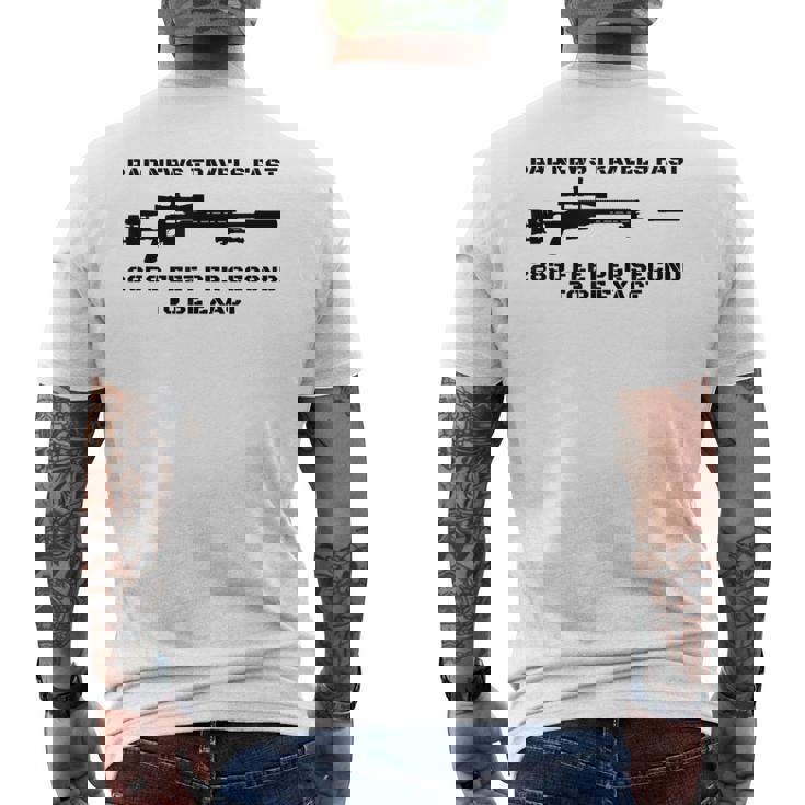Bad News スナイパーライフル アーミー ジョーク ミリタリー ユーモア メンズTシャツ バックプリント