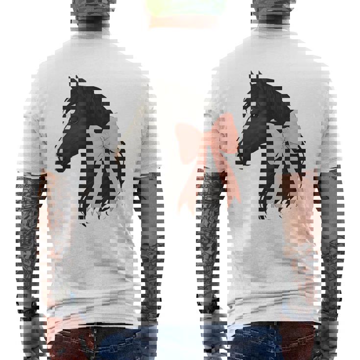 Cute Horse Pink Coquette Bow Horse Lover Men's Back Print T-Shirt