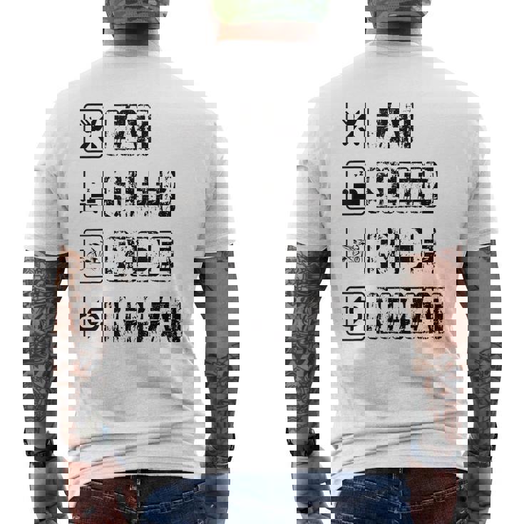 Eatleep Ride Repeat オートバイ バイク モーターサイクリスト 格言 メンズTシャツ バックプリント