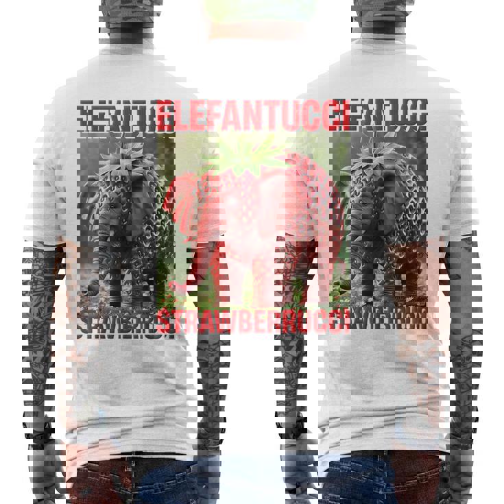 Brainrot Animal Gen Alpha Meme ストロベリーエレファント メンズTシャツ バックプリント