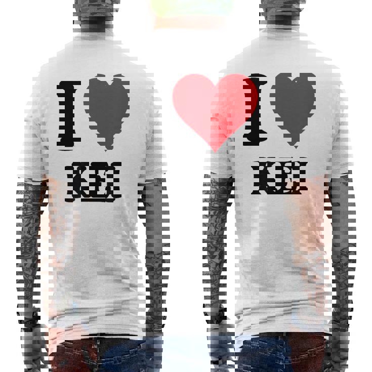 I Heart Keiファーストネーム I Love パーソナライズ メンズTシャツ バックプリント