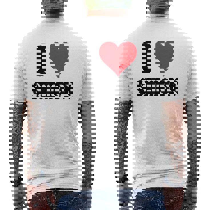 I Hearthion ファーストネーム I Love パーソナライズ メンズTシャツ バックプリント