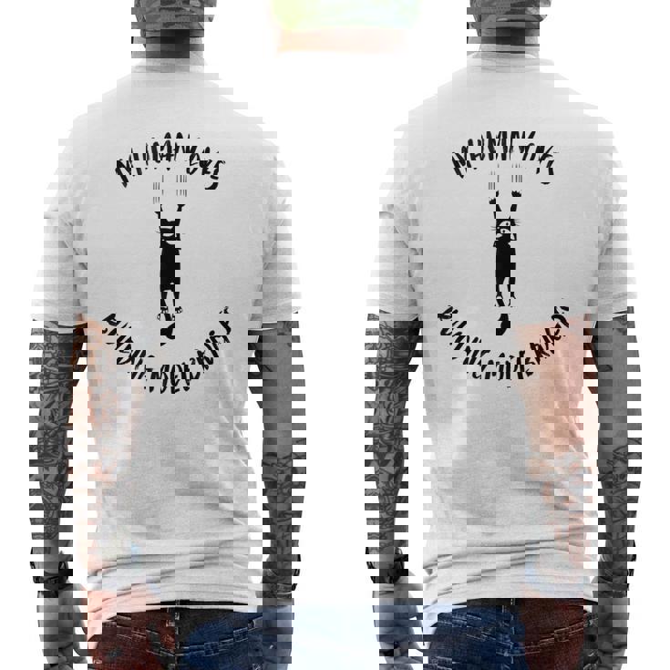 My Human Loves Building Model Bridges Cat Parent Hobby Tank Top Men's Back Print T-Shirt