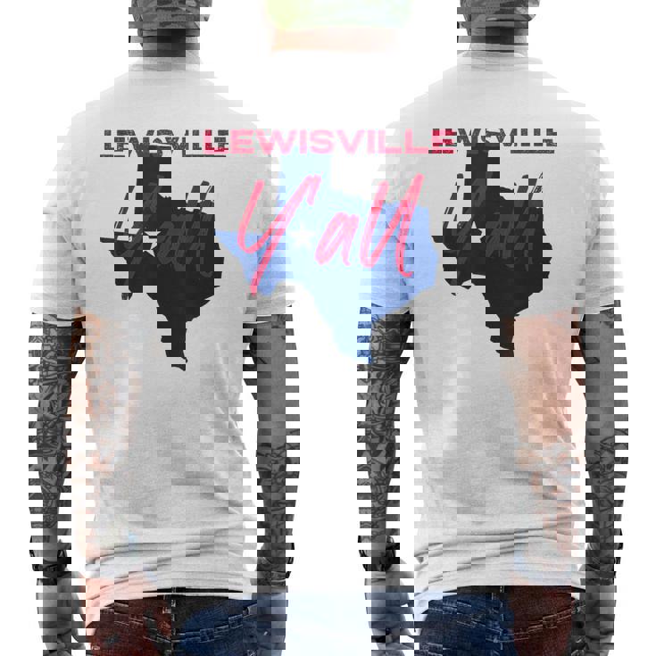 Lewisville Texas Y'All TX Pride State Map Cute Men's Back Print T-Shirt
