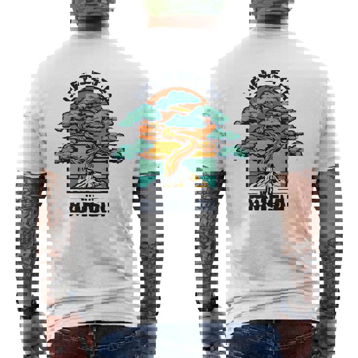 Life Is Better With Bonsai 屋内 盆栽 盆栽ポット 盆栽 メンズTシャツ バックプリント