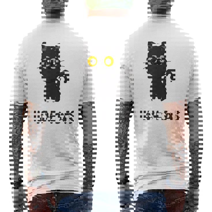 I Love Cats シャツ キュート 黒猫好き キッズ 子猫 メンズTシャツ バックプリント