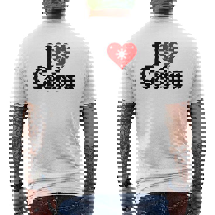 I Love Heart Cebu フィリピン諸島 メンズTシャツ バックプリント