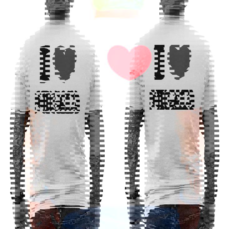 I Love Niigata 新潟大好き メンズTシャツ バックプリント