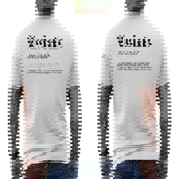 Mecánico Diccionario Definición Mecánico T Camiseta Hombre Estampado Espalda