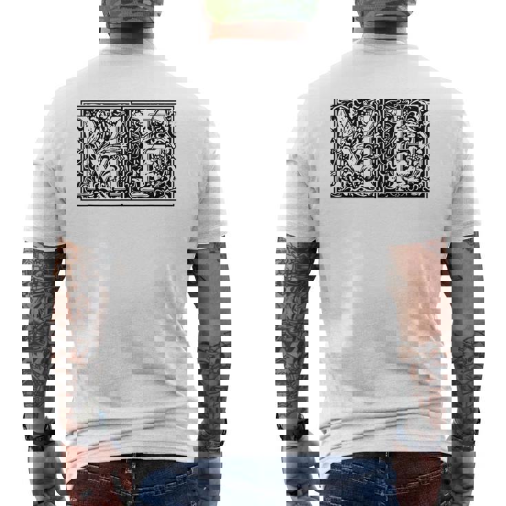 Mf イニシャルm F 名前 姓 オノマスティクス オノマトジー メンズTシャツ バックプリント