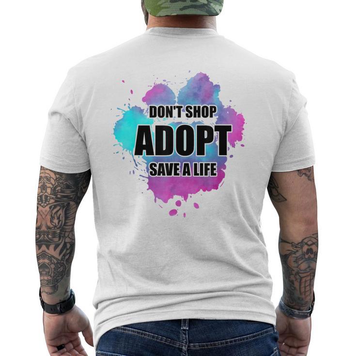 No Compres Adoptar Acuarela Perro Paw Animalhelteroluntario Camiseta Hombre Estampado Espalda