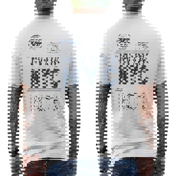 Nyc New York ヴィンテージ 航空会社タグ エアライナー フライングトラベル 長袖tシャツ メンズTシャツ バックプリント