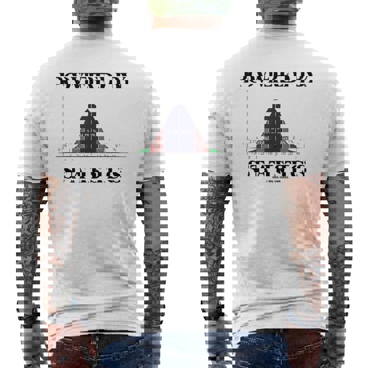 Powered Bytatistics ベルカーブ オタク ユーモア メンズTシャツ バックプリント