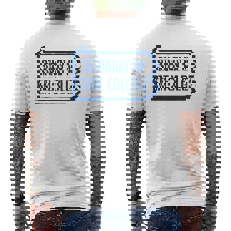 Saturday Intate College Pa Is For Football メンズTシャツ バックプリント