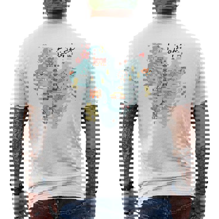 Travel Around Asia 台湾 台北地図 バケーション お土産 メンズTシャツ バックプリント