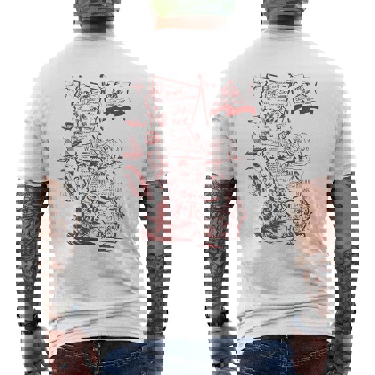 Trendy California Republic Landmarks Map Outlineintage メンズTシャツ バックプリント