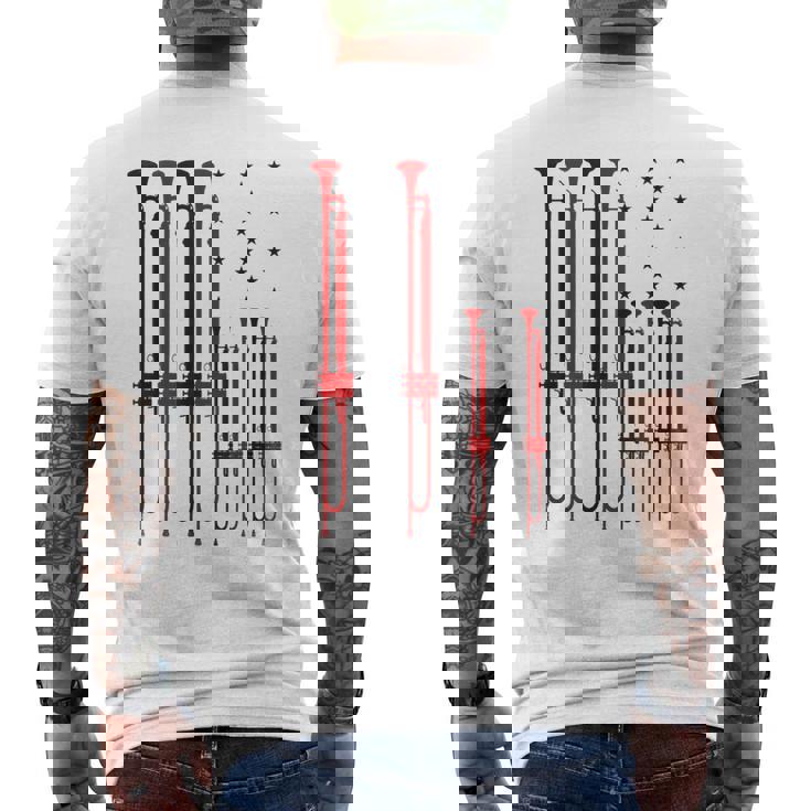 Trumpet Player American Flag Vintage Men's Back Print T-Shirt