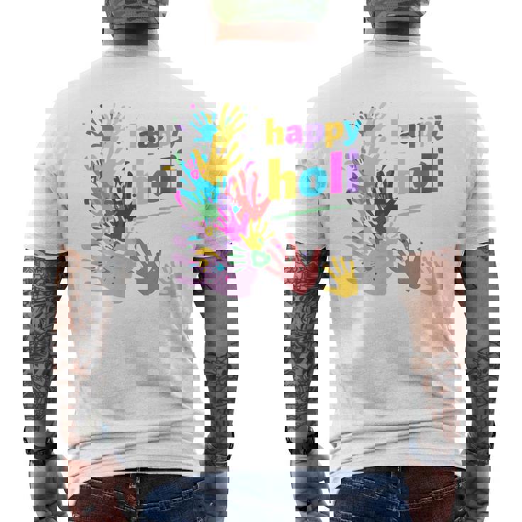 Vibrant Happy Holi メンズTシャツ バックプリント