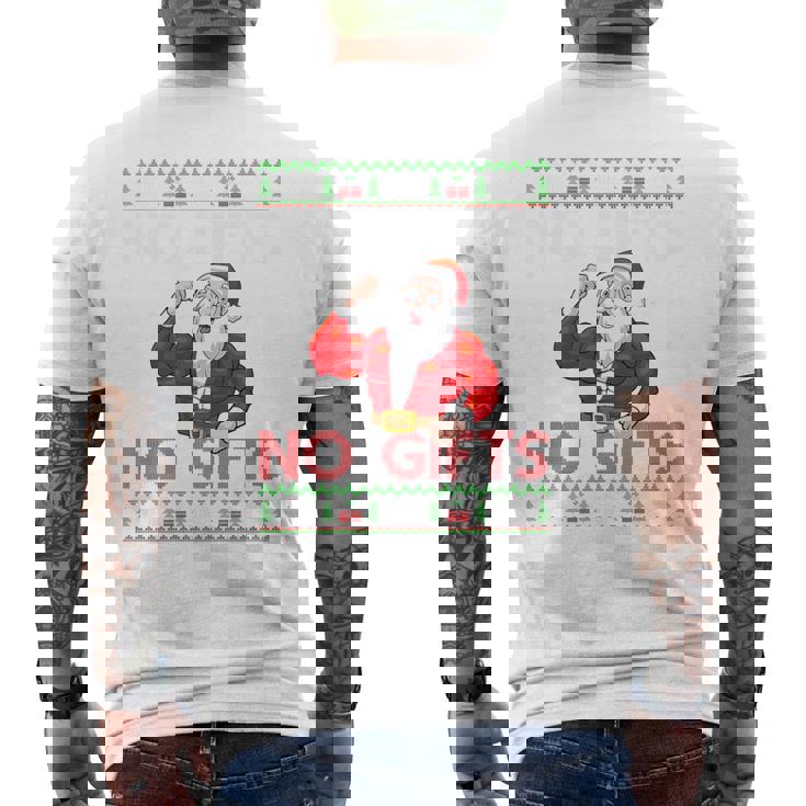 Weightlifting Workout Gym Santa Christmas Ugly Sweater Xmas Tri-Blend Men's T-shirt Back Print