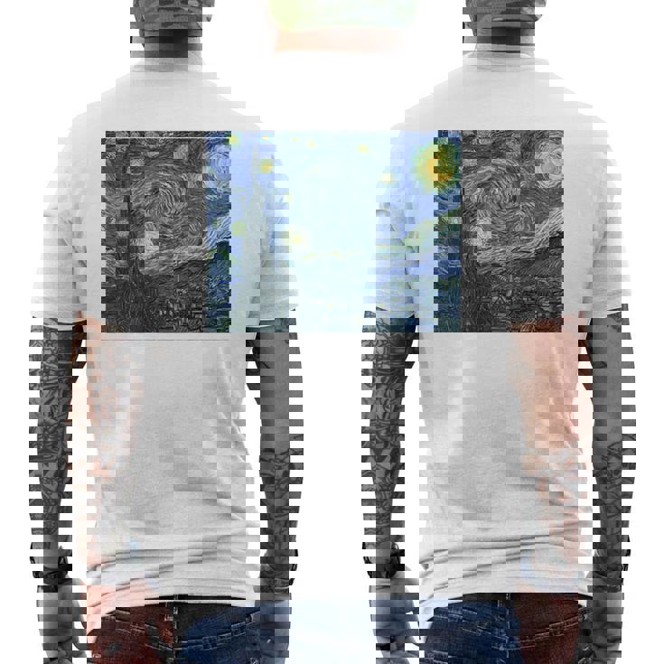 【バックプリント・背中側】ゴッホ／星月夜【世界の名画】高精細画質 フィンセント・ファン・ゴッホ 美術館アート メンズTシャツ バックプリント