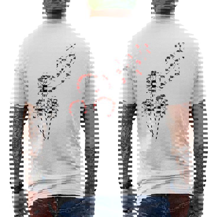 てんとう虫愛好家のためのフラワータンポポてんとう虫シャツ メンズTシャツ バックプリント