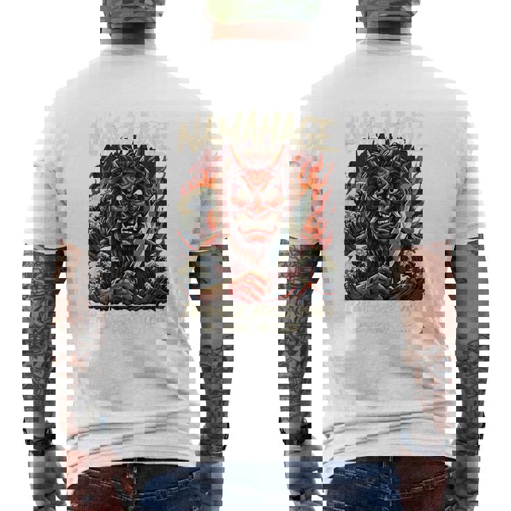 なまはげ 日本のブギーマン 、民話 妖怪 鬼 デーモン 波のアート メンズTシャツ バックプリント