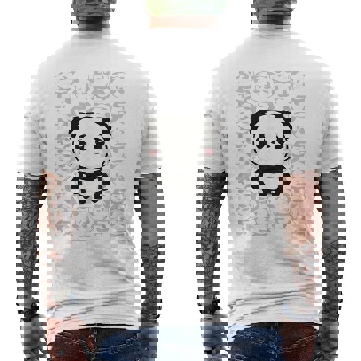 やさしく目立つパンダ ほっこり癒しのパンダイラスト メンズTシャツ バックプリント