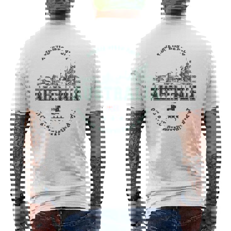 オーストラリアヴィンテージお土産オーストラリアのランドマーク メンズTシャツ バックプリント