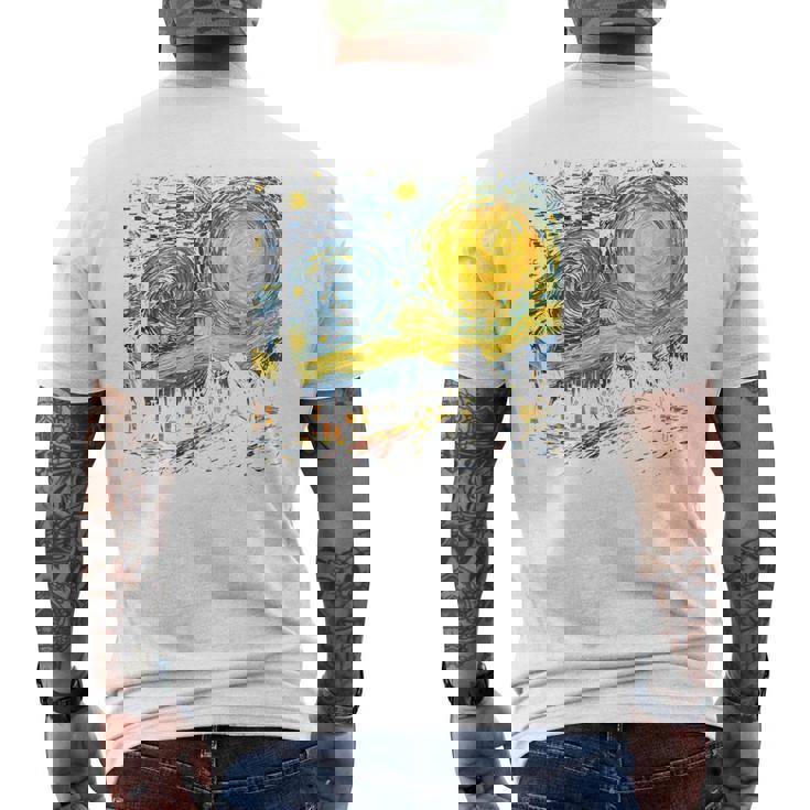 カエル 星月夜 面白い カエル ゴッホ 美的アート ミーム メンズTシャツ バックプリント