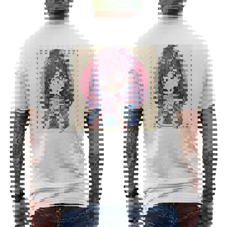 カワイイアニメ ちびガール バブルティー ボバミルク オタク メンズTシャツ バックプリント