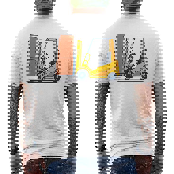 キッズ フォークリフト車両工事現場掘削機建設作業員 男の子 メンズTシャツ バックプリント