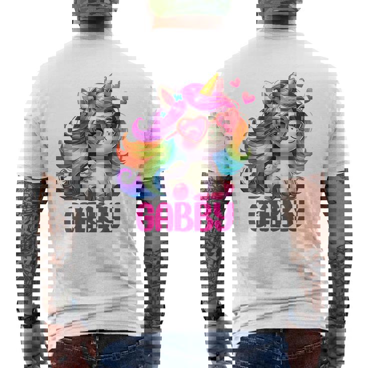 ギャビーユニコーン 名前入りデザイン メンズTシャツ バックプリント