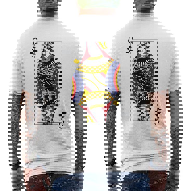 クイーンクラブ ポーカーカード トランプ ブラックジャックカード 長袖tシャツ メンズTシャツ バックプリント
