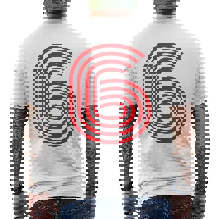 クールなレトロなレタリングジャージ、背番号6 6Eis メンズTシャツ バックプリント