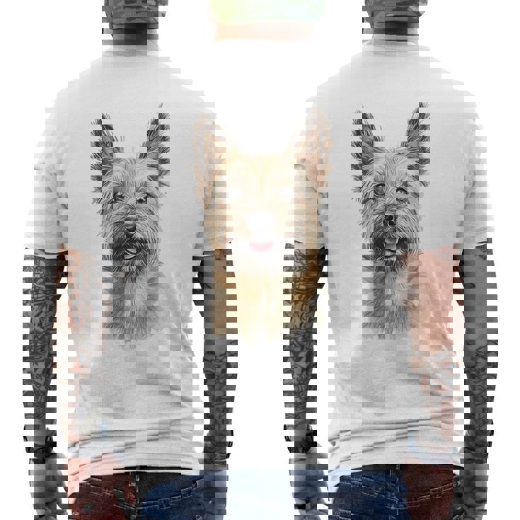 ケアンテリア 犬 グラフィック ペット アートワーク ケアンテリア メンズTシャツ バックプリント