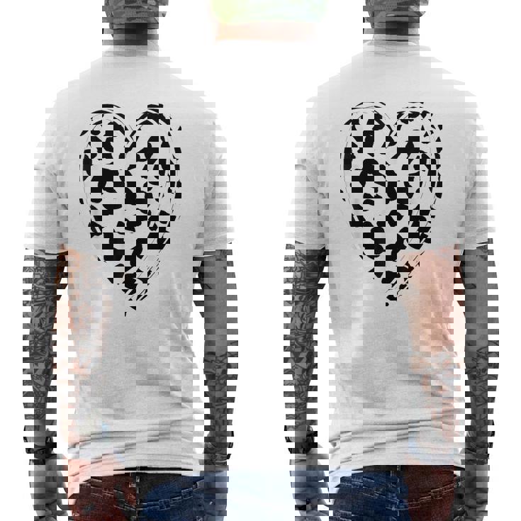 シックなハートプリントの牛柄。 メンズTシャツ バックプリント